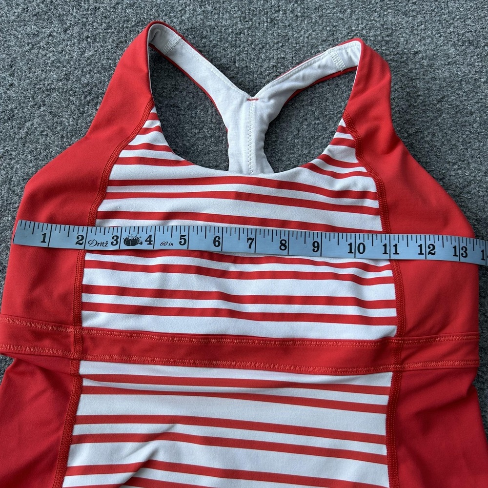 Lululemon Run Tank Built-In Bra Red White Stripe Criss Cross Back‎ Women's - Picture 11 of 11